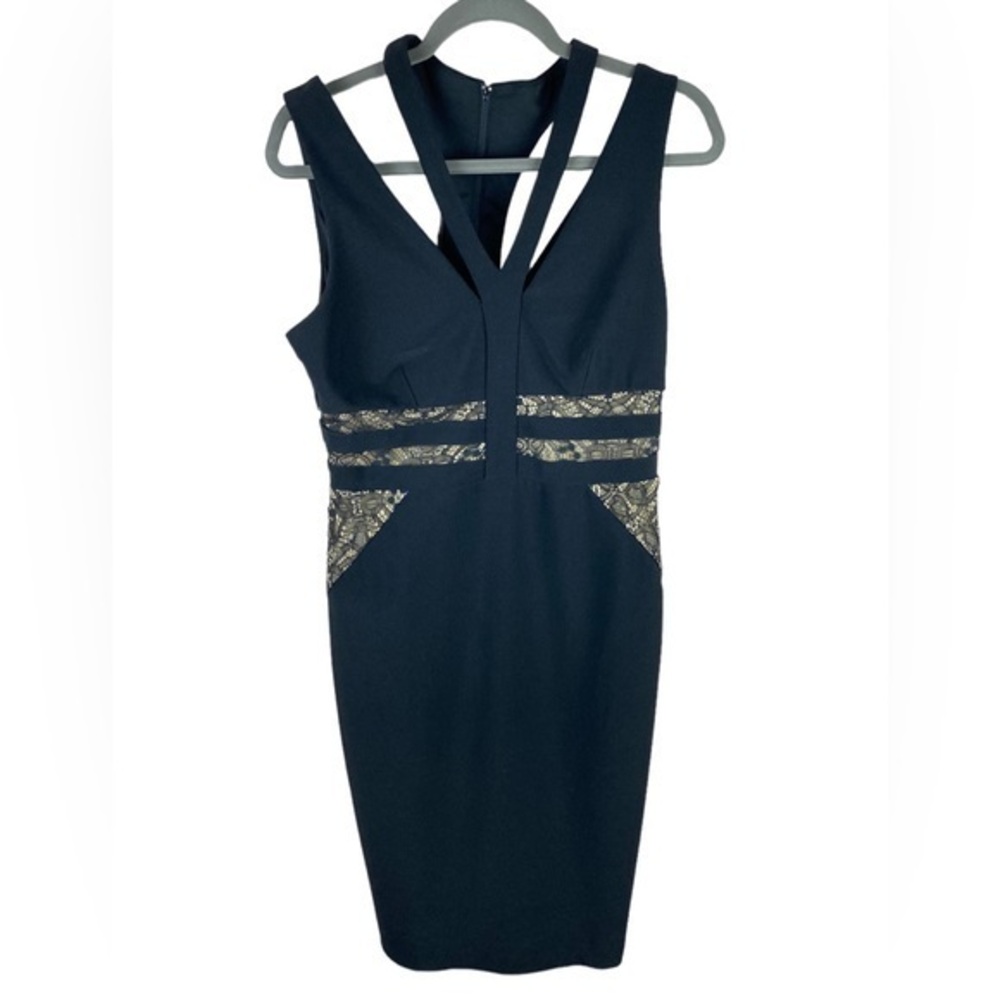 Bisou Bisou women’s black & nude cut out bodycon cocktail dress 10 NEW evening